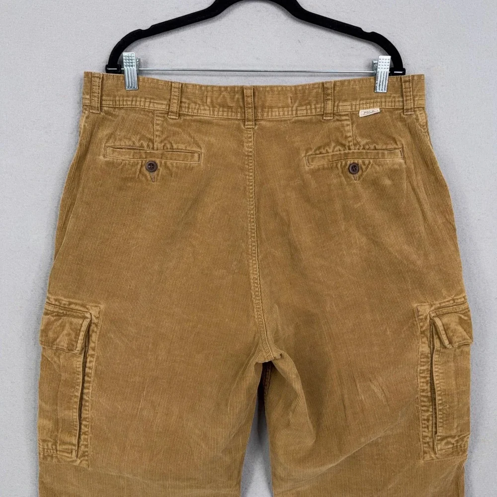 Vintage Polo Ralph Lauren Pants Mens 38/30 Tan Corduroy Utility Cargo Gorpcore